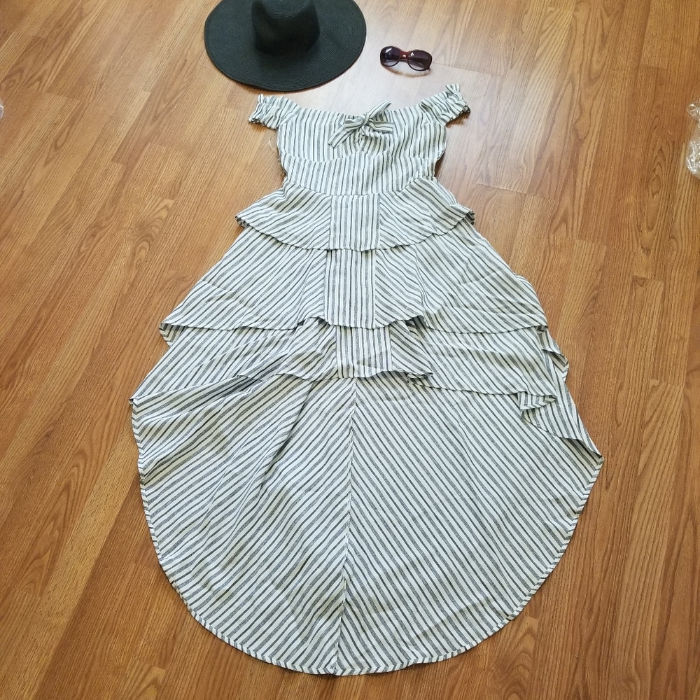 Tea & Cup "Southern Belle" striped hi low dress - Picture 3 of 7